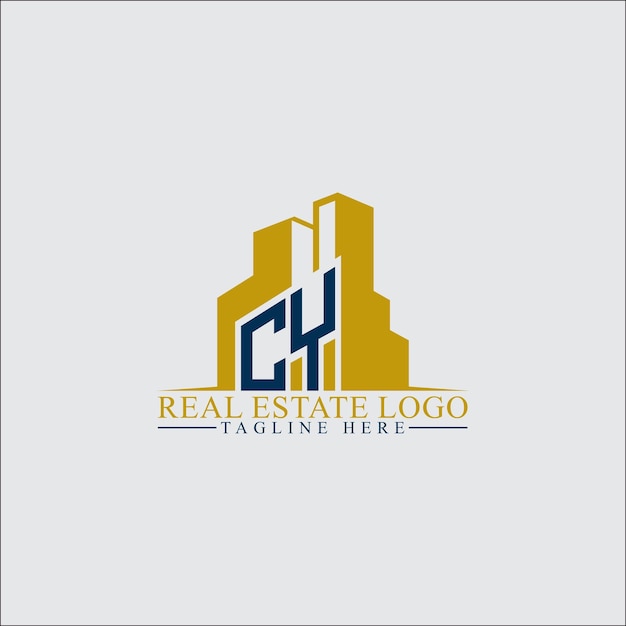 Modern CY Real Estate Logo Design with Building Silhouettes