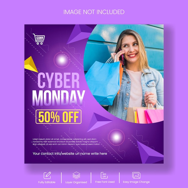 Modern Cyber Monday sale Discount Offer post Banner Template for Social Media and Web Ads design