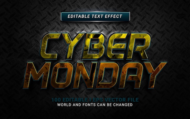 Modern cyber monday text effect with grunge steel background