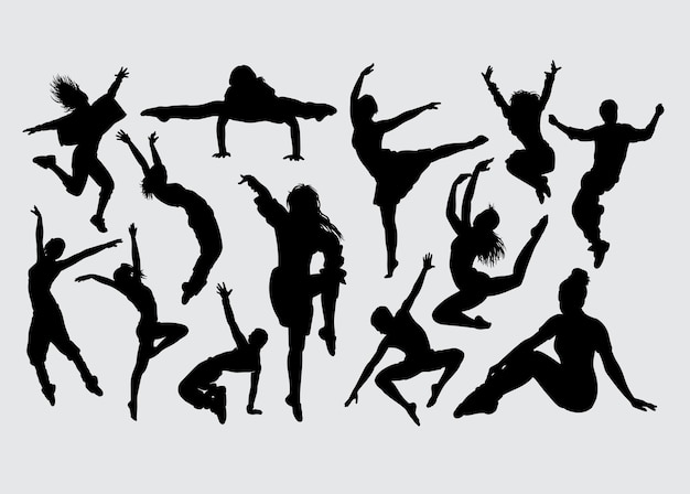 modern dance male and female gesture silhouette