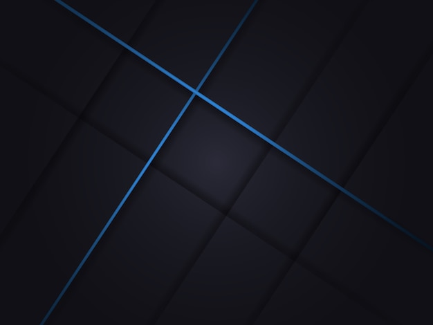 Modern dark abstract background with shadows and blue lines.