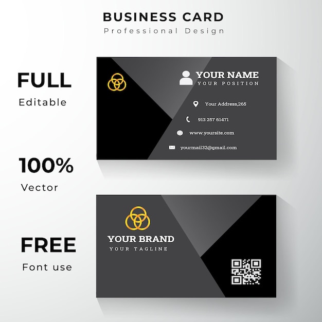 Modern dark black business card design