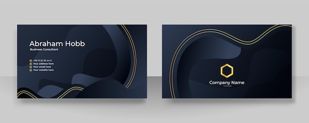 Modern dark blue black and gold business card design template