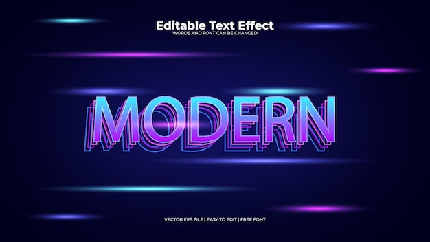 Modern dark blue neon editable text effect