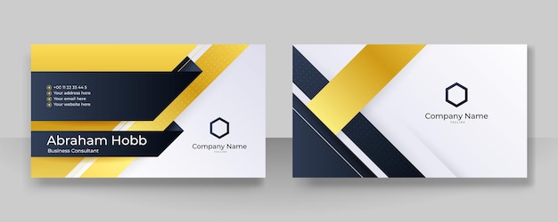 Modern dark blue and yellow business card design template