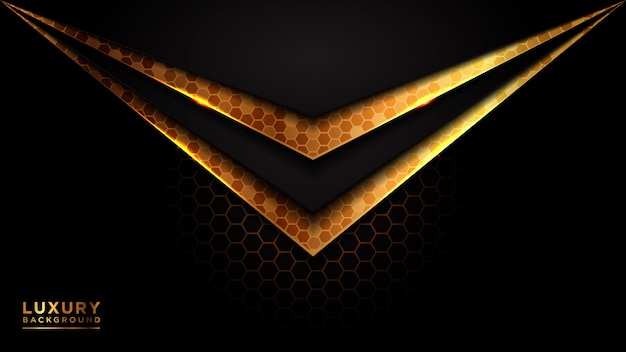 Modern dark and gold triangle futuristic luxury background.