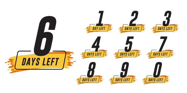 Modern days left numbers Stickers and banners timer pack