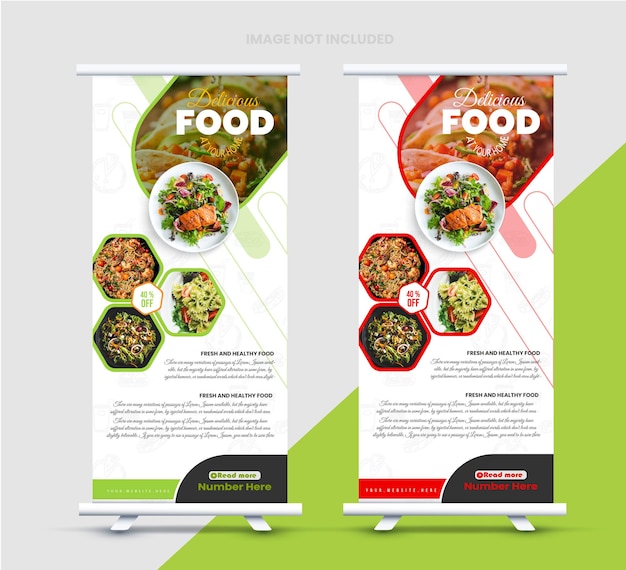 Vector modern delicious food roll up banner design template