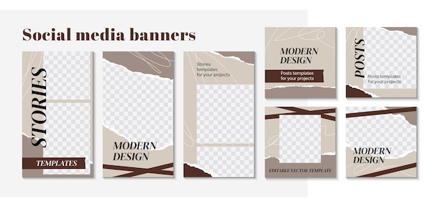 Modern design backgrounds for social media banner minimalistic style Editable web banner templates