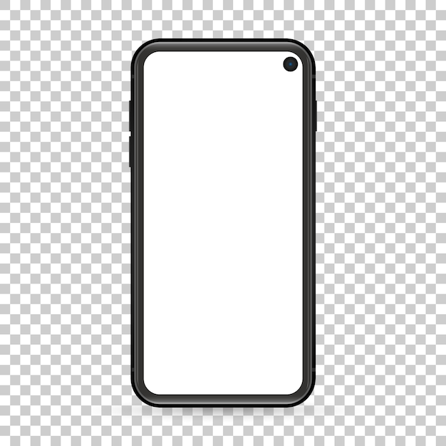 Vector modern design cell phone with blank screen on transparent background.