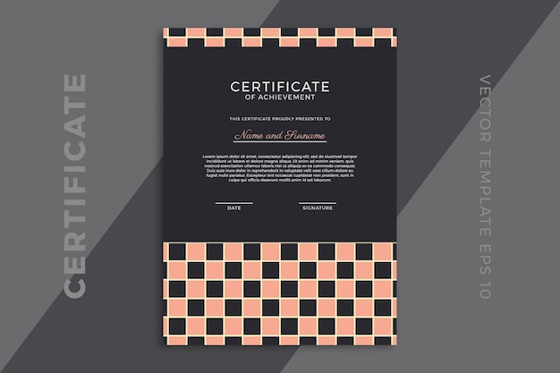 Modern design of certificate of appreciation vertical dark template Elegant business diploma mockup