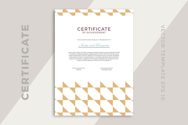 Modern design of certificate of appreciation vertical template with artistic geometric pattern