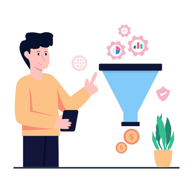 Modern design illustration of sales funnel