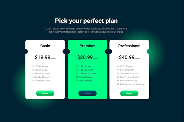 Modern Design of Pricing Table