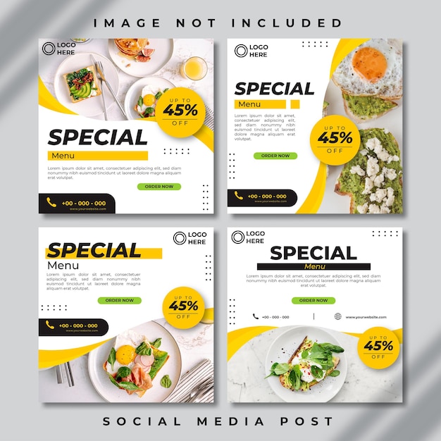 MODERN DESIGN SPECIAL MENU SOCIAL MEDIA POST VECTOR