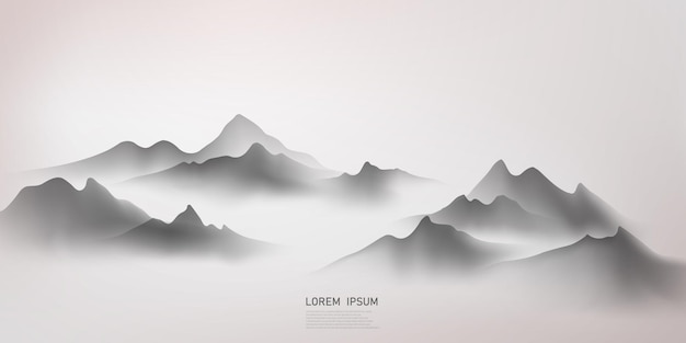 Modern design vector illustration of a gorgeous chinese ink landscape painting