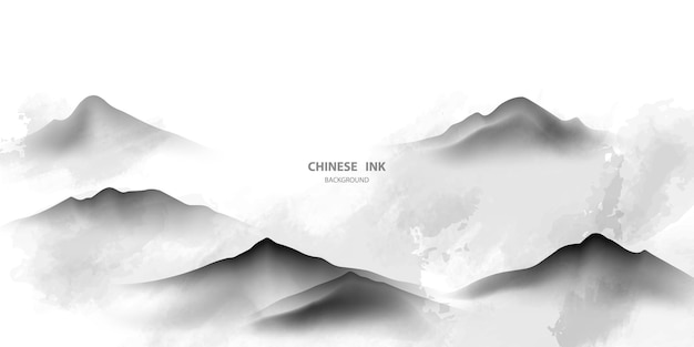 Modern design vector illustration of a gorgeous chinese ink landscape painting