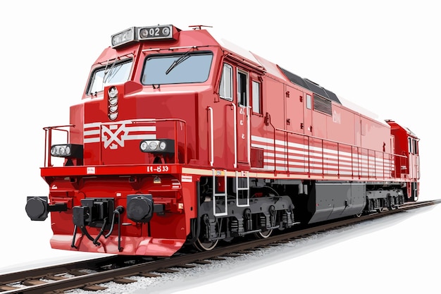 Modern diesel railway locomotive with great power and strength for moving long