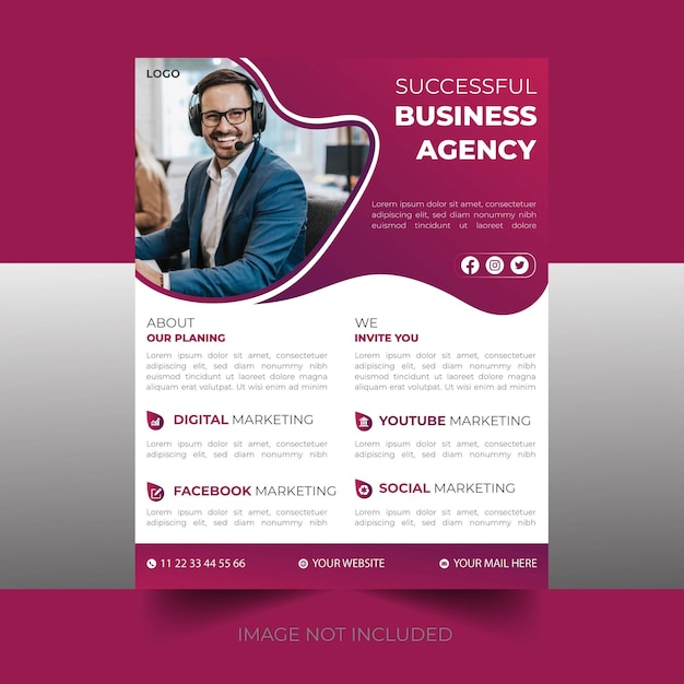 Modern digital business marketing agency flyer template