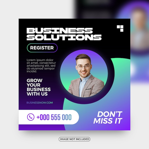 Modern digital business solutions social media post template