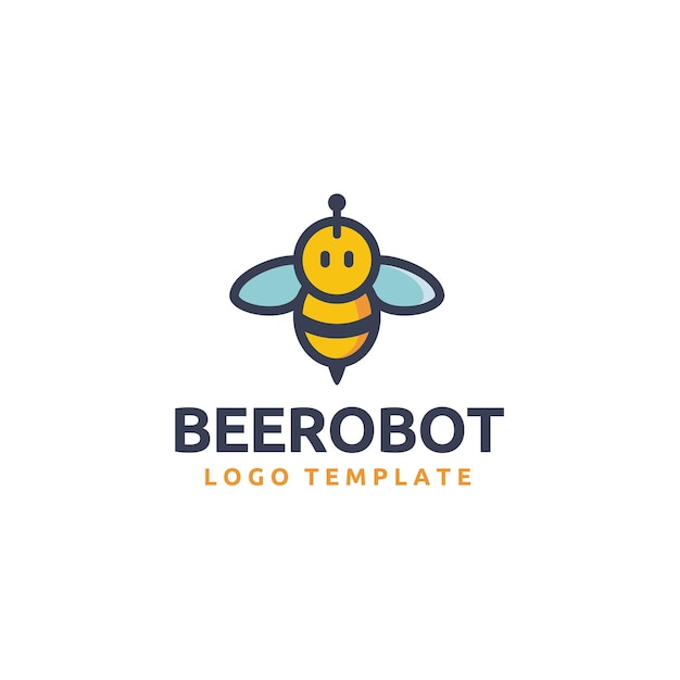 Modern Digital Honey Bee Robot Cartoon logo design