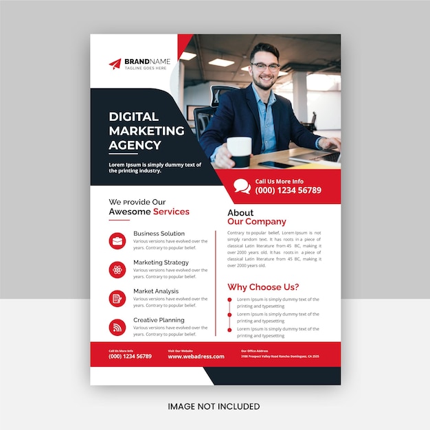 Modern digital marketing agency flyer template design