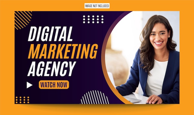 Modern digital marketing agency web banner and YouTube thumbnail template editable text