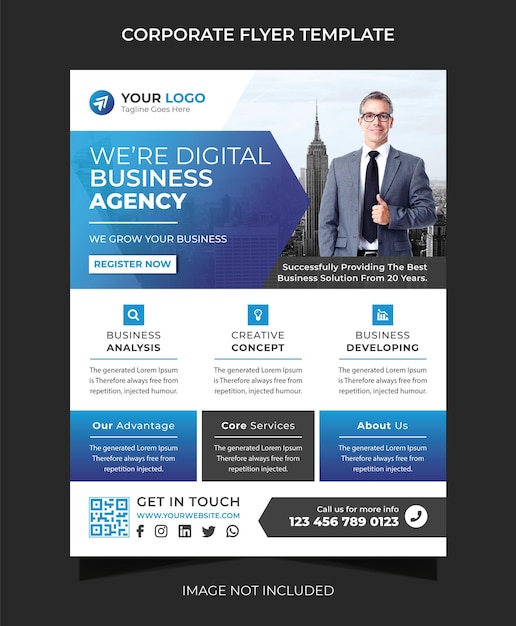 Modern digital marketing business agency flyer template and corporate business flyer template design