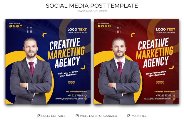 Modern digital marketing social media post template