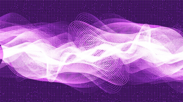 Modern Digital Sound Wave with on Ultra Violet Background,technology and earthquake wave concept