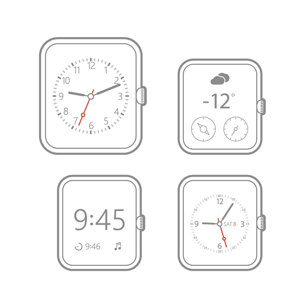 Modern digital watch dials template