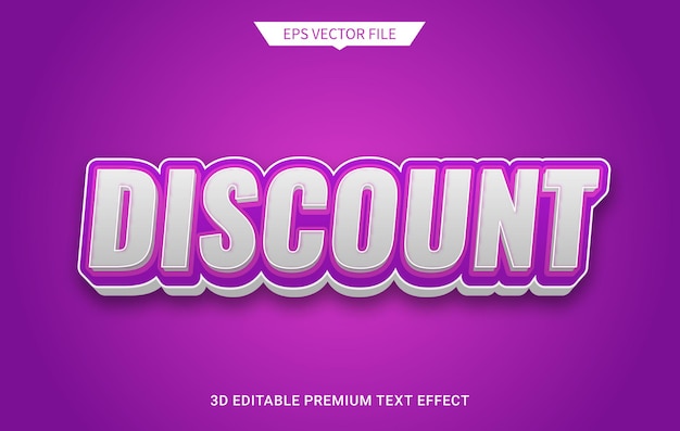 modern discount 3d editable text style effect premium vector