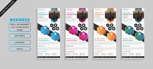 Modern dl flyer or roll up banner or rack card design for promotion exhibition