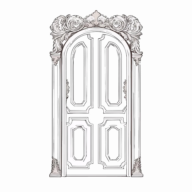 Modern Door Outline Vector Illustration isolated on White Background