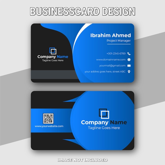 Modern doublesided blue gradient shapes business card template