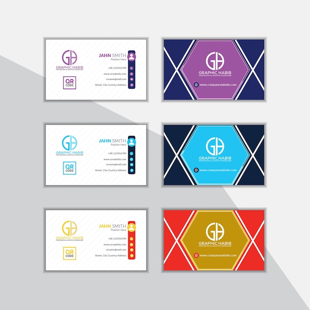 Modern doublesided business card template White vector illustration