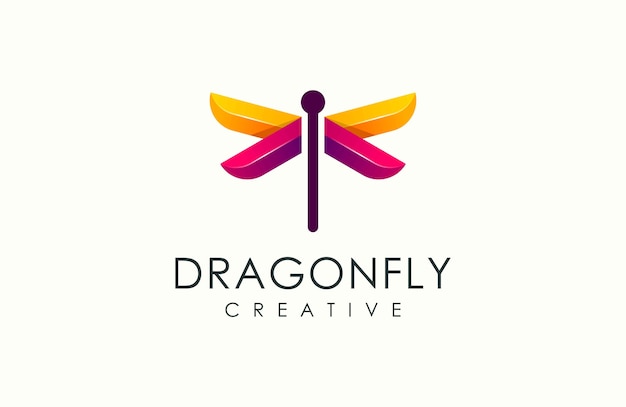 modern dragonfly colorful logo vector illustration