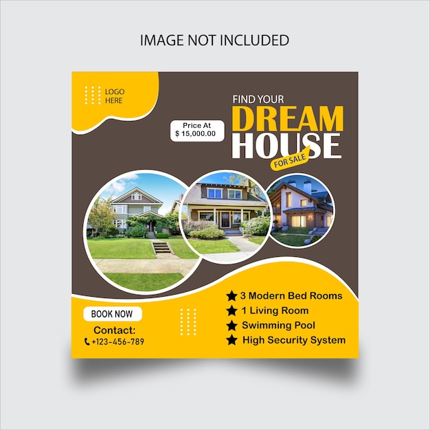 Modern dream house Social Media Post Template design