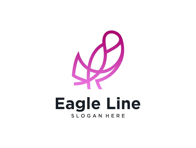 Modern eagle bird line art style logo design