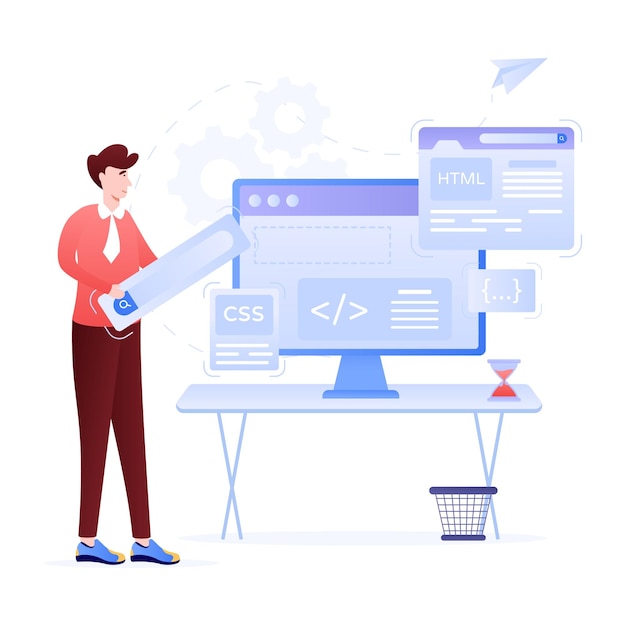 Modern editable flat illustration of website building