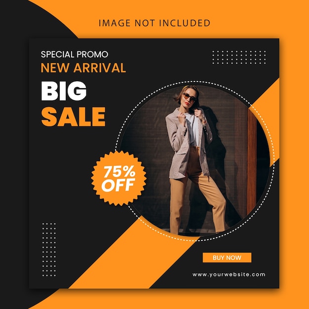 Modern editable social media post template and website banner for fashion big sale