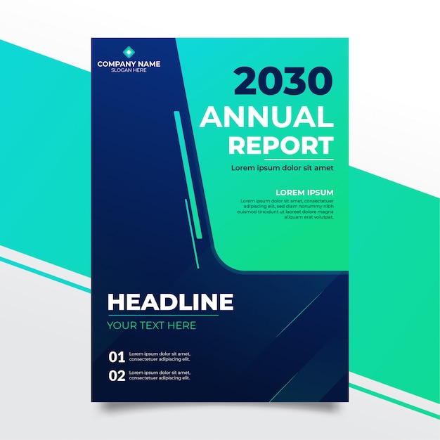 Modern elegant blue annual report design premium template