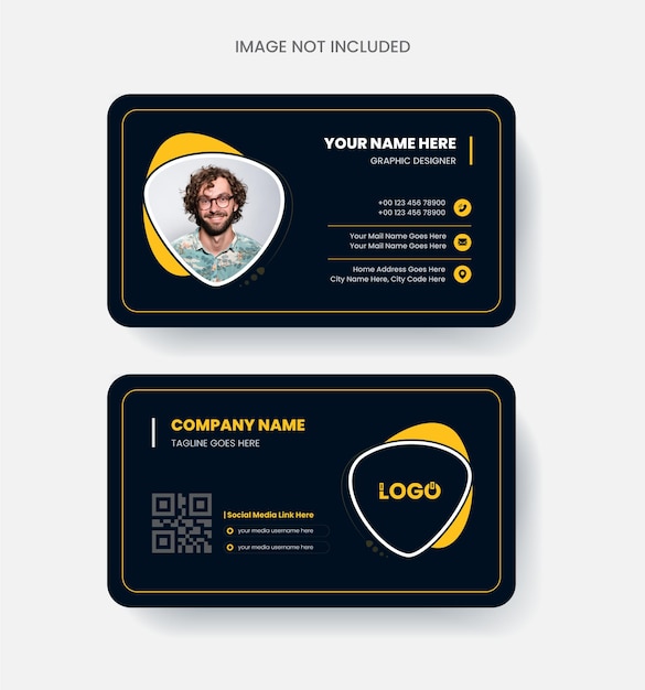 Modern and elegant business card design colorful Abstract concept in black and yellow color clean