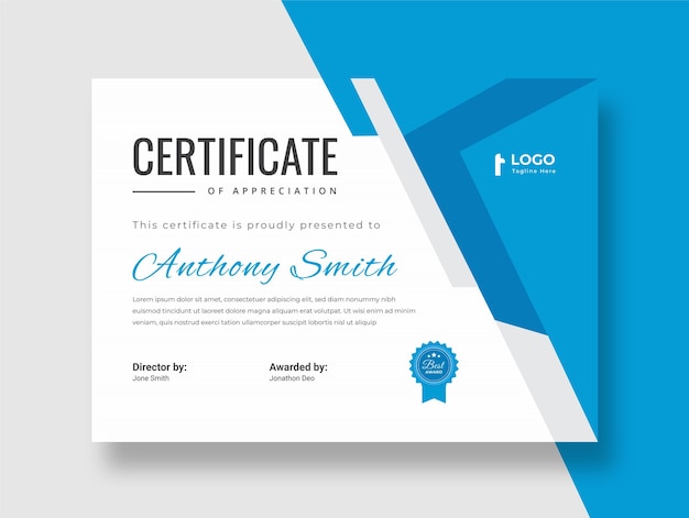 Modern Elegant Certificate Award Design Template