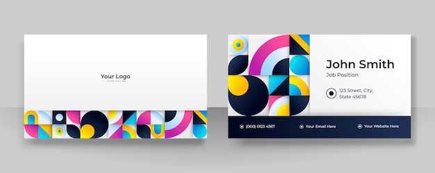 Modern elegant colorful bauhaus business card design. Creative and clean business card template.