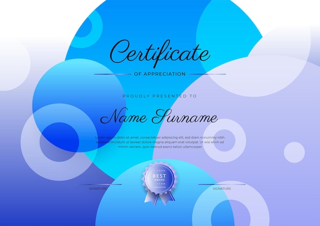 Modern elegant colorful diploma certificate template Certificate of achievement border template with luxury badge and modern line pattern For award business and education needs