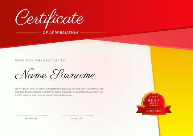 Modern elegant colorful diploma certificate template Certificate of achievement border template with luxury badge and modern line pattern For award business and education needs