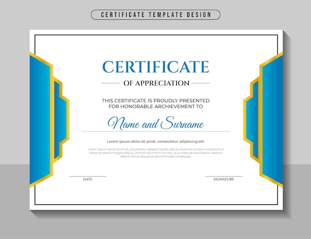 Modern elegant corporate business certificate template Premium Vector