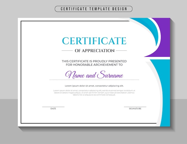 Modern elegant corporate business certificate template Premium Vector