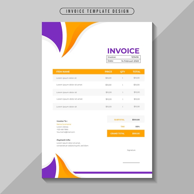 Modern elegant corporate business invoice template Premium Vector